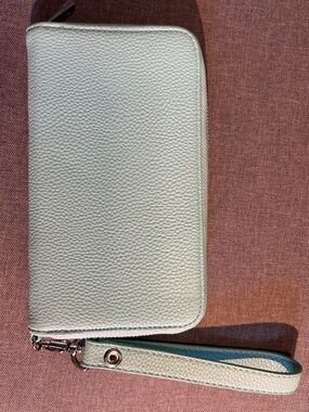 Textured Aqua Zip-Around Wristlet Wallet